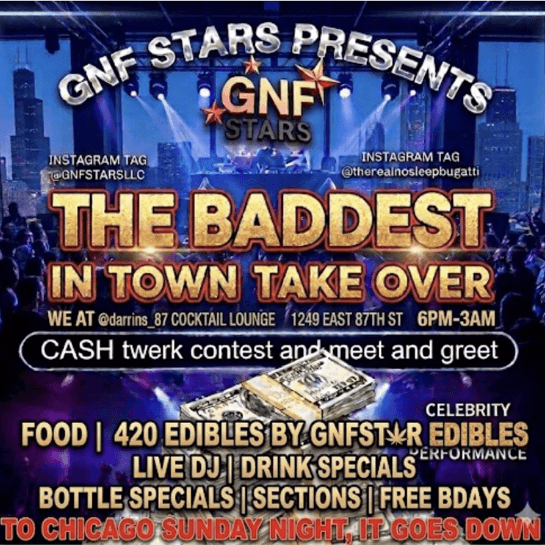 GNF Stars Presents The Baddest In Town Take Over event flyer